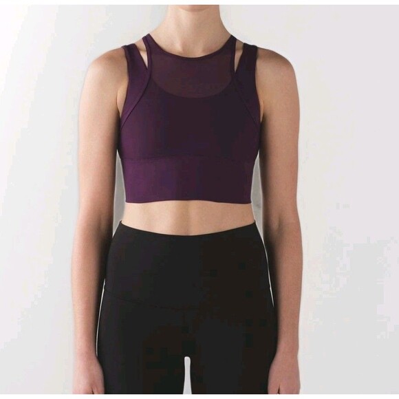 Lululemon Double Tap Bra II Purple Yoga Workout Size 6 S Wicking Medium Support - Picture 1 of 5